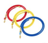 Three-Color HVAC Hose Set with Ball Valve for R410A R134A R407C Refrigeration AC Charging 1.5m Red Yellow Blue(A)