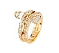 Three color ring detachable ring, female personality micro inlaid zircon pin ring Practical design