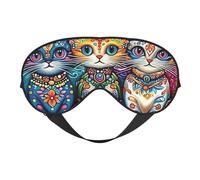 Three Colored Cats Print Sleep Mask with Adjustable Strap, Comfortable Eye Cover for Travel, Yoga, Napping, Sleeping & Relaxation