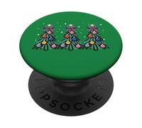 Three Colorful Christmas Trees Design for Holiday Gatherings PopSockets Adhesive PopGrip