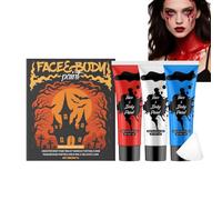 Three Colors Face Body Paint Kit,White Red Blue Halloween Makeup for Cosplay Costume Party,Full-Coverage Blendable Face Paint Sticks for Halloween Face Painting & SFX Makeup,Body Painting for Adults