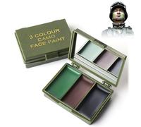 Three Colour 3 Colours Camouflage Make-Up Camouflage with Mirror, Camouflage Cream Camouflage Face Colour Sticks Kit, Black Olive Brown Nato Approved Chameleon Camouflage Survival Military Army