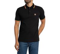 Trojan Men's Three Colour Tipped Pique Polo Shirt, Black