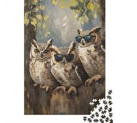 Three Cool Sunglasses Owls 1000-Piece Jigsaw Puzzle for Adults, 38x26cm/1000pcs, Screen-Free Leisure, Weekend Downtime And Year-Round Leisure