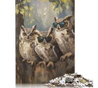 Three Cool Sunglasses Owls Puzzle for Adults And Teenagers 1000 Pieces Wooden Puzzles for Teenagers Gifts Brain Teaser Game 1000pcs (75x50cm)