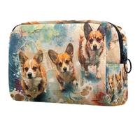 Three Corgis Playing Together Cosmetic Bag for Women, Travel Toiletries Bags Large Makeup Handy Pouch Organiser Bag with Zipper