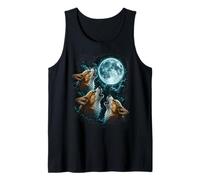 Three Corgis Under Moon Canine Night Scene Tank Top