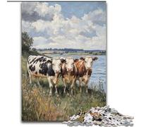 Three Cows JigsawPuzzle 1000 Pieces for Teenagers, Staycation Kill Time Birthday Present, Gifts, Wall Art for 14+ (50x75cm)