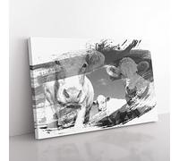 Three Cream Dairy Cows V1 Modern Canvas Wall Art Print Ready to Hang, Framed Picture for Living Room Bedroom Home Office Décor, 60x40 cm (24x16 Inch)