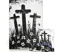 Three Crosses Hard Jigsaw Puzzle for Adults 1000 Pieces Strengthen Recall Stress Release Premium Edge Fine Art Piece (50x75cm)