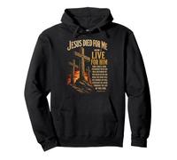 Three Crosses Jesus Died for Me Now I Live for Him Pullover Hoodie