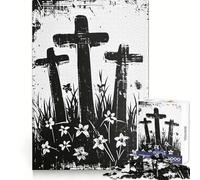 Three Crosses Jigsaw Puzzles 1000 Pieces for Teenagers Think Game Peaceful Time Quality Edge Perfect Present (38x52cm)
