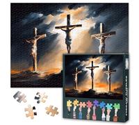 Three Crosses on Calvary Jigsaw Puzzles for Adults 1000 Pieces Jesus Christ Puzzles for Birthday Gift Impossible Hard Difficult Challenging Puzzle for Family Indoor Games Home Decor 27.5"X19.7"