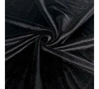 Three Crown Velvet Fabric Soft Strong Material - Home Decor, Curtains, Upholstery, Dress - 112cm Wide (Black, 1 Meter)