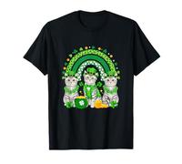 Three Cute American Shorthairs St. Patrick's Day Rainbow T-Shirt