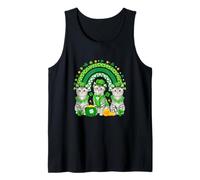 Three Cute American Shorthairs St. Patrick's Day Rainbow Tank Top
