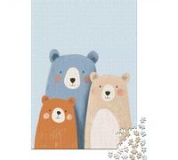 Three Cute Bears 1000-Piece Jigsaw Puzzle for Adults, 38x26cm/1000pcs, White Cardboard, Relaxing Indoor Activity And Evening Downtime