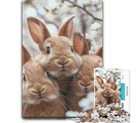 Three Cute Bunnies in Flowers Family Wooden Jigsaw, Adults, 1000 Pieces | Shared puzzle time - a simple way to organise the image on quiet evenings.