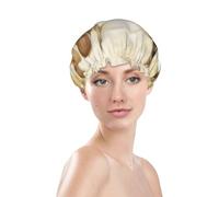 Three Cute Bunnies On The Grass Wildflowers Prints Shower Cap Double Layer Lined Waterproof Bathing Shower Hat