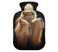 Three Cute Capybaras hot-Water Bottle with Soft Cover, 1L hotwater Bag for Neck Shoulder Warmer, Neck Shoulder Warmer
