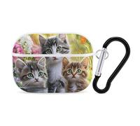 Three Cute Cats Flowers Printed Bluetooth Earbuds Case Colorful Wireless Headphones Covers Compatible With AirPods Pro 2