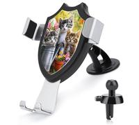 Three Cute Cats Flowers Trendy Car Cradles for Smartphone Car Phone Holder Automatic Clamp from 4.0 to 6.0 Inches