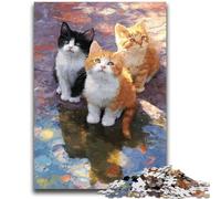 Three Cute Cats Jigsaw Puzzles for Teenagers 2000 Jigsaws,Brain Intelligence Challenge Addictive Toys for Home Decoration (70X100cm)