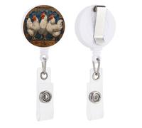 Three Cute Chickens Retractable Badge Holder Reel Clip ID Card Holder for Doctor Nurse Student Office Worker