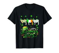 Three Cute Cows Patrick's Day Farmer Ireland Flag Shamrocks T-Shirt