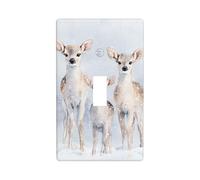 Three Cute Deer in The Snow Light Switch Cover Decorative Single Toggle 1 Gang Wall Plate for Kitchen Farmhouse Bedroom Bathroom Art Decor
