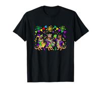 Three Cute German Shepherds Mardi Gras Masked Funny Parades T-Shirt