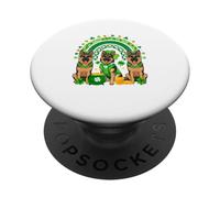Three Cute German Shepherds Patrick's Day Shamrocks Rainbow PopSockets Adhesive PopGrip