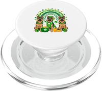 Three Cute German Shepherds Patrick's Day Shamrocks Rainbow PopSockets PopGrip for MagSafe