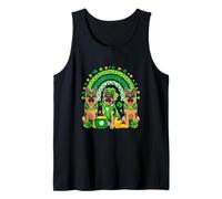 Three Cute German Shepherds Patrick's Day Shamrocks Rainbow Tank Top