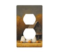 Three Cute Ghosts Black Hats House Trees Outlet Cover Light Switch Cover Decorative 1 Gang Wall Plate for Kitchen Room Bathroom Size 7x11.4cm