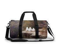 Three Cute Ghosts on Ancient Cliff Travel Gym Bag for Women Men Cylindrical Duffle Bag Sport Workout Bag with Shoulder Strap