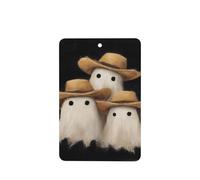 Three Cute Ghosts Wearing Cowboy Hats Car Air Fresheners 4 Pcs Hanging Scented Cards Fragrance Scented Cards For Car Aromatherapy Tablets