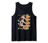 Three Cute Giraffees Easter Bunny Hunting Colorful Eggs Tank Top