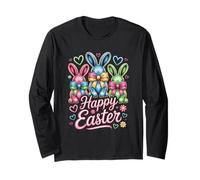 Three Cute Happy Easter Bunnies Spring Holiday Long Sleeve T-Shirt