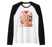 Three Cute Horses with Pink Bandanas Hearts Valentine Tee Raglan Baseball Tee