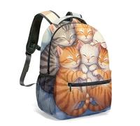 Three Cute Kittens 16 Inch Backpack Vibrant Orange and Grey Tabby Cat Print 360° All-Over Graphic Travel Rucksack for Adult (03)