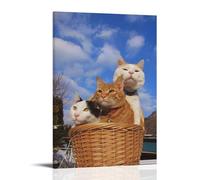 Three Cute KittensArt Decoration Painting Waterproof And Stain Resistant, Living Room Study Coffee Shop Wall Painting Free Installation Easy to Clean Preferred Gift Giving OptionFrame-style24x36inch(6
