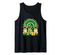 Three Cute Pugs St. Patrick's Day Shamrocks Rainbow Tank Top