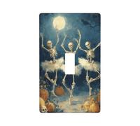 Three Cute Skeleton Ballerinas Dancing Moonlight Light Switch Cover Decorative Single Toggle 1 Gang Wall Plate for Kitchen Farmhouse Bedroom Bathroom Art Decor