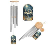 Three Cute Skeleton Ballerinas Dancing Moonlight Wind Chimes Memorial Deep Tone Windchime with 6 Aluminum Tubes Outdoor Backyard Garden Decoration