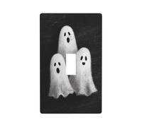 Three Cute White Ghosts Simple Light Switch Cover Decorative Single Toggle 1 Gang Wall Plate for Kitchen Farmhouse Bedroom Bathroom Art Decor