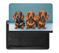 Three Dachshunds Passport Holder with 3 Card Slots, Portable PU Leather Travel Wallet, Slim Protective Cover for Passport, ID, Credit Cards