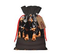 Three Dachshunds Print Christmas Wrapping Bags Gift Bags With Drawstring, Xmas Party Presents And Favors