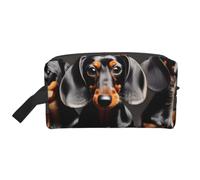 Three Dachshunds Print Large Capacity Travel Toiletry Bag Unisex Daily Storage Portable Cosmetic Pouch