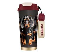 Three Dachshunds Print Stainless Steel Coffee Tumbler, Dual Use Lid with Straw, Sleek Travel Mug for Home Office
